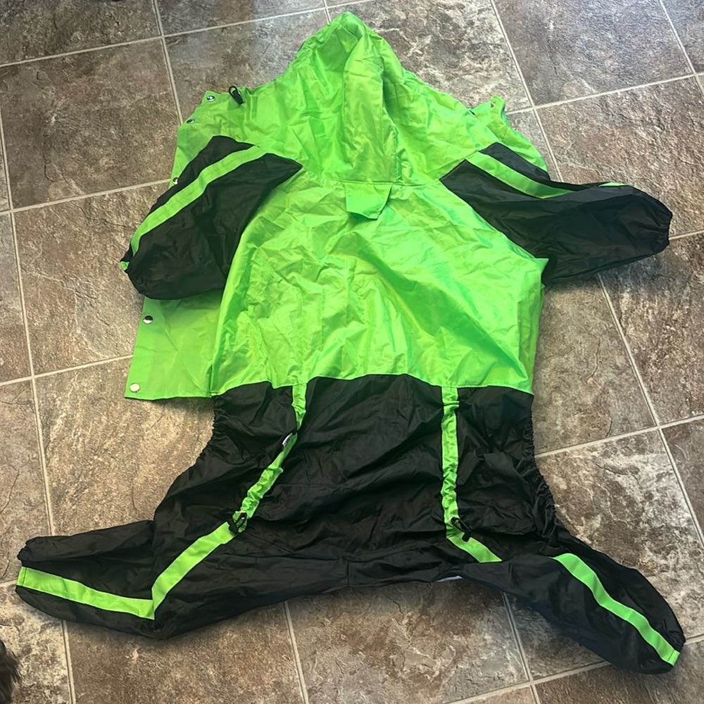High-Visibility Neon Green & Black Waterproof Dog Jacket with Hood